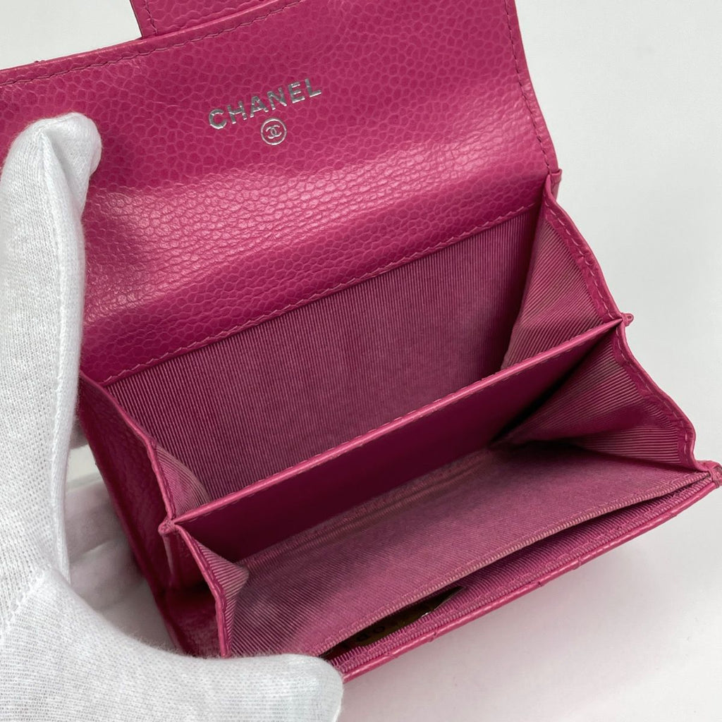 Chanel CC Logo Card Case Quilted Leather Pink — view 5