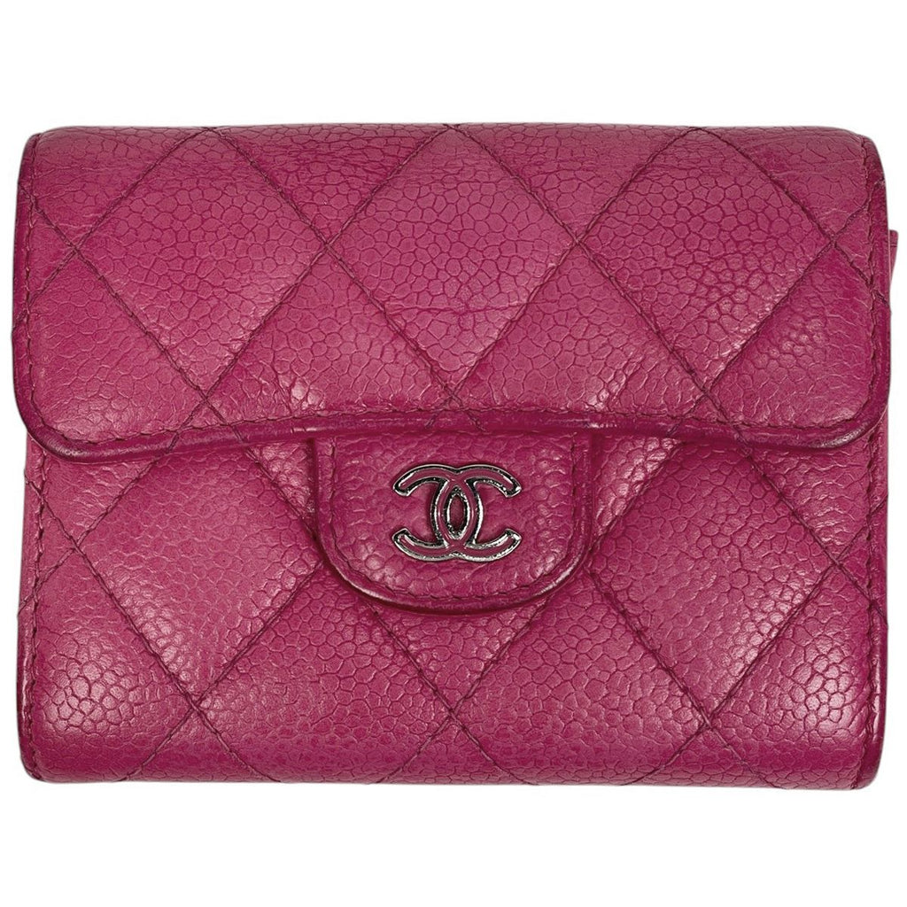 Chanel CC Logo Card Case Quilted Leather Pink