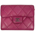 Chanel CC Logo Card Case Quilted Leather Pink