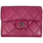 Chanel CC Logo Card Case Quilted Leather Pink