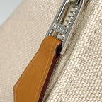 Hermes Bride-a-Brac GM Pouch Logo Handbag Cotton Beige — view 4