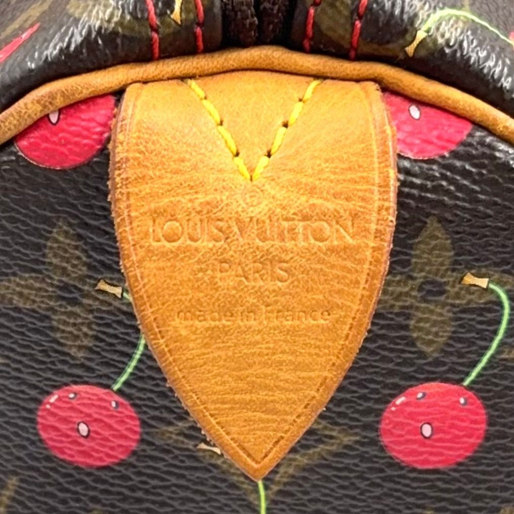 Louis Vuitton Speedy 25 Monogram Cherry Leather Brown Light Handbag Gold — view 4