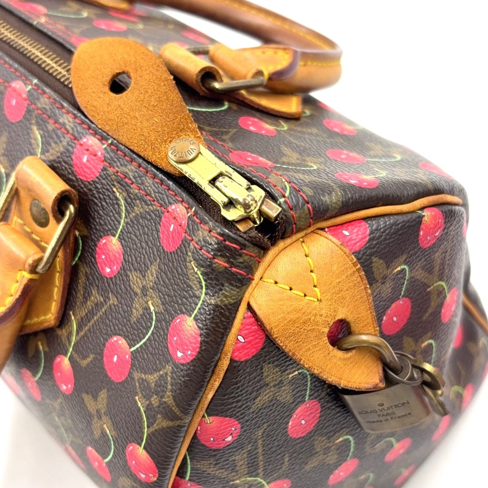 Louis Vuitton Speedy 25 Monogram Cherry Leather Brown Light Handbag Gold — view 5