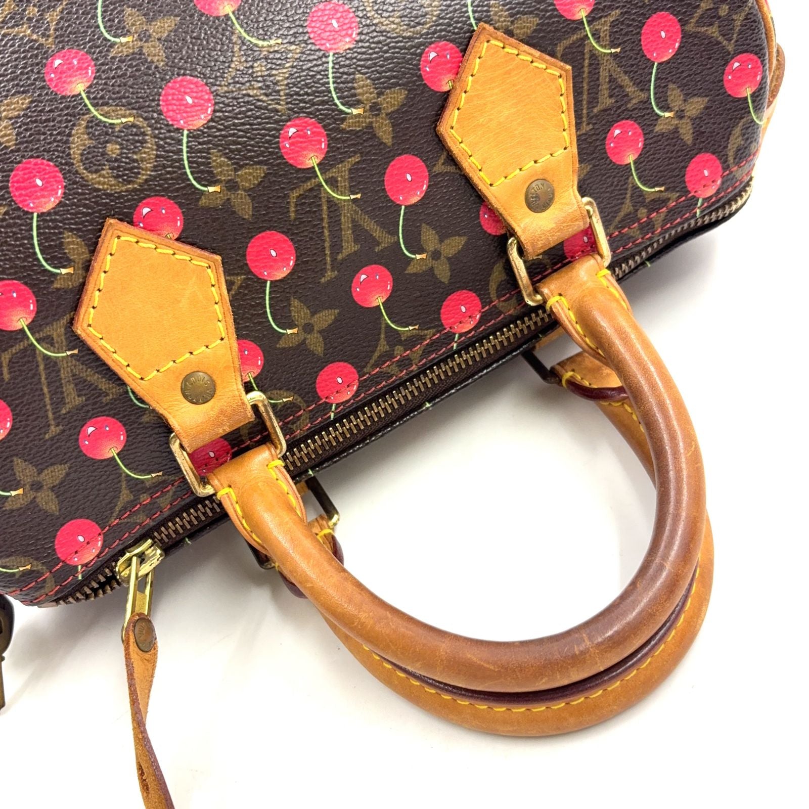 Louis Vuitton Speedy 25 Monogram Cherry Leather Brown Light Handbag Gold — view 8