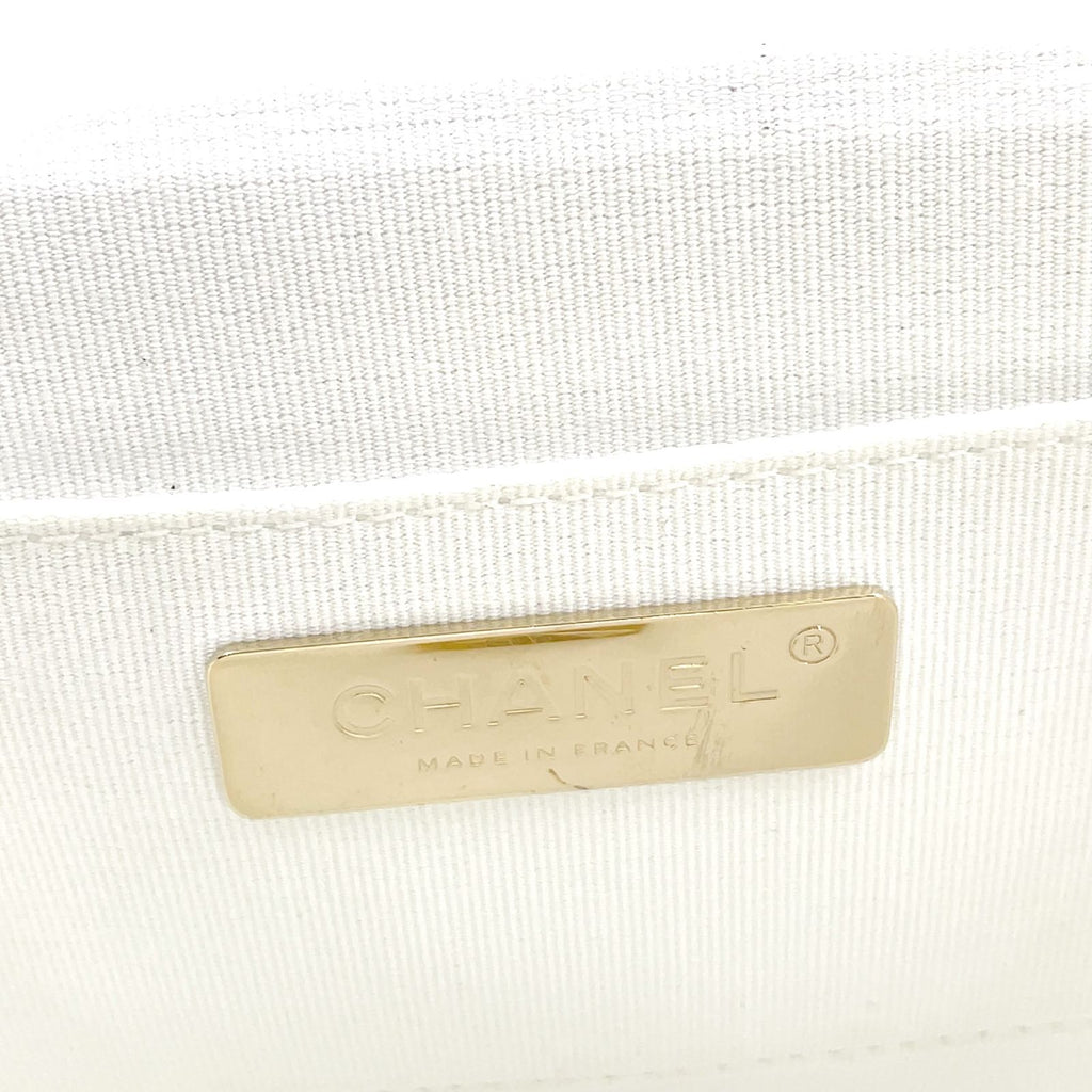 Chanel Quilted Small Box Random Lambskin White Chain Shoulder Bag Gold — view 4