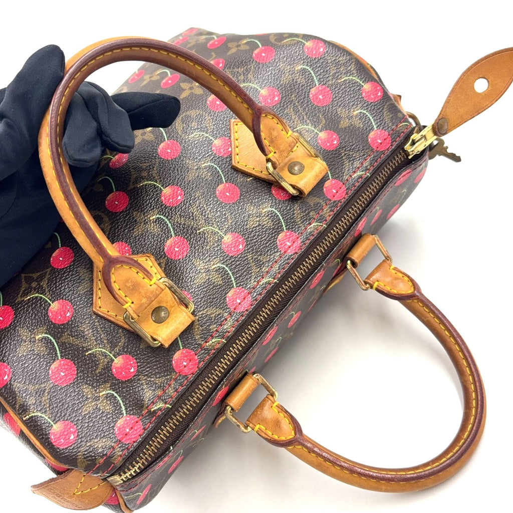 Louis Vuitton Speedy 25 Monogram Cherry Leather Brown Light Handbag Gold — view 7
