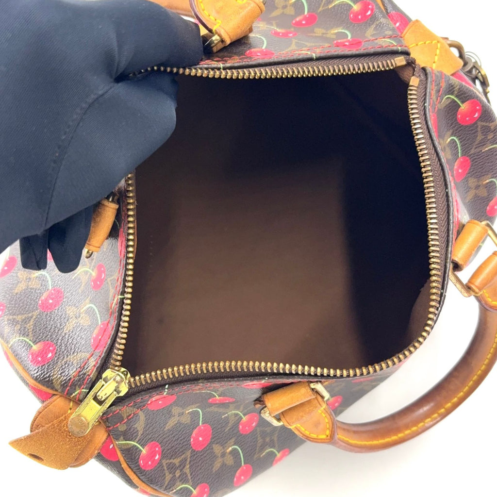 Louis Vuitton Speedy 25 Monogram Cherry Leather Brown Light Handbag Gold — view 3