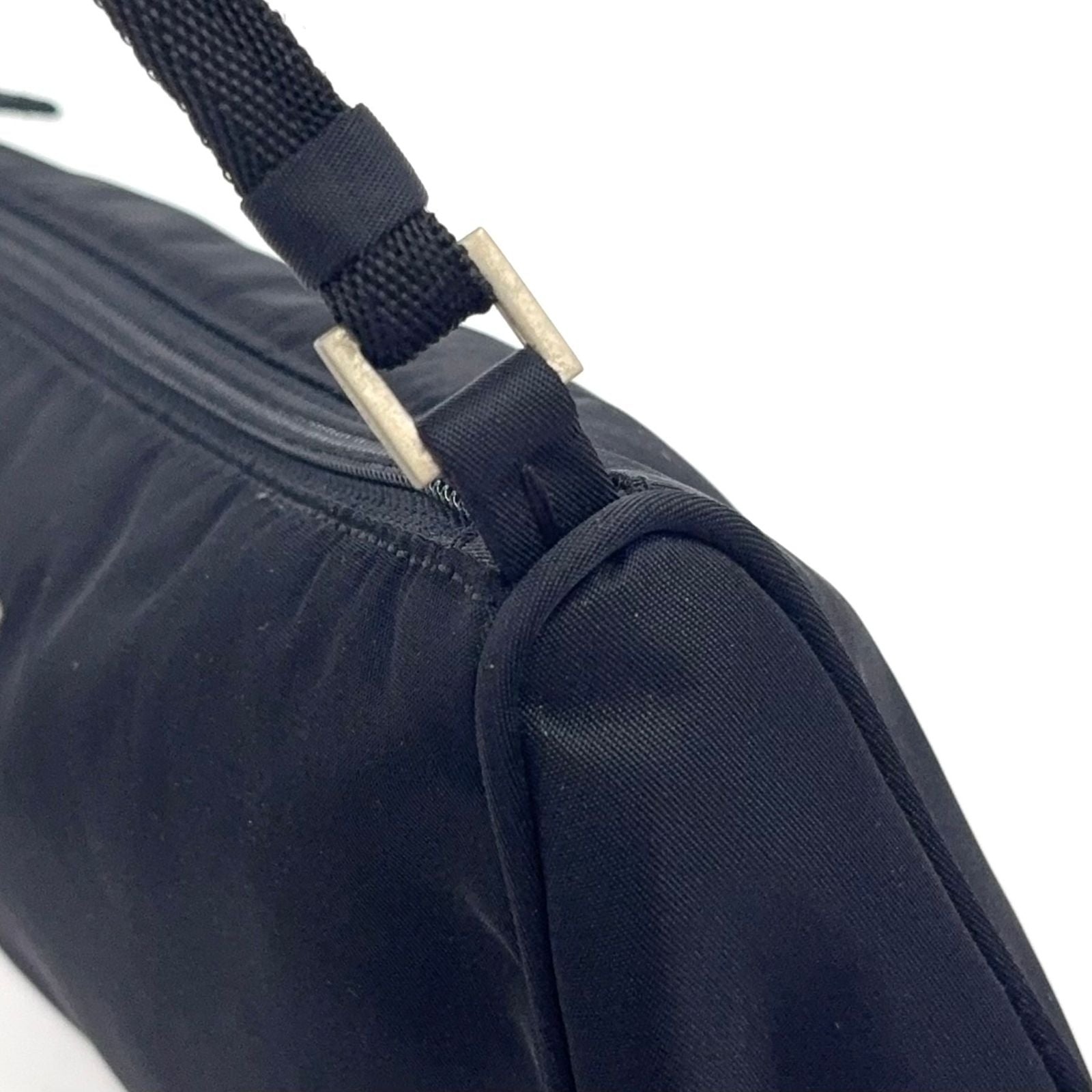 Prada Tessuto Nylon Black Mini Handbag Silver — view 9