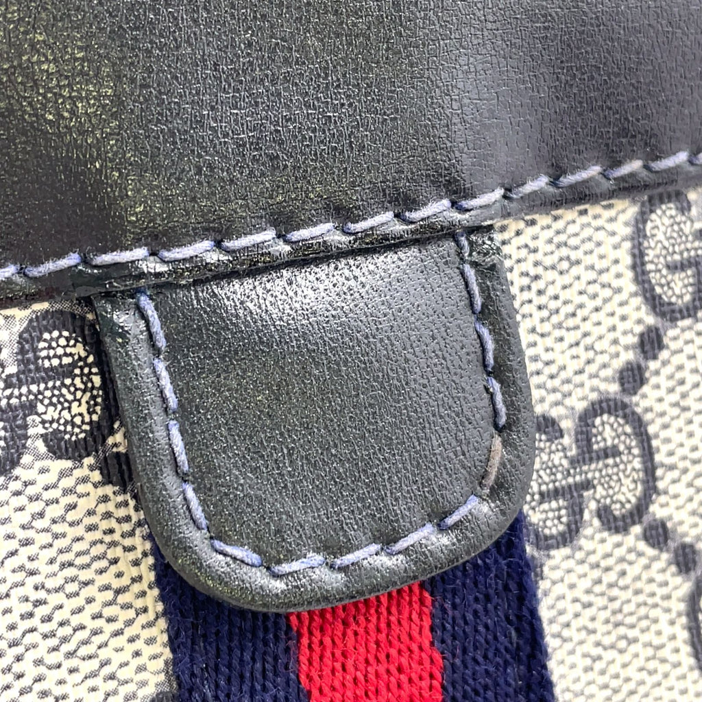 Gucci Sherry Line GG Supreme Vintage Leather Navy Light Gray Clutch — view 8