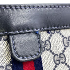 Gucci Sherry Line GG Supreme Vintage Leather Navy Light Gray Clutch — view 9