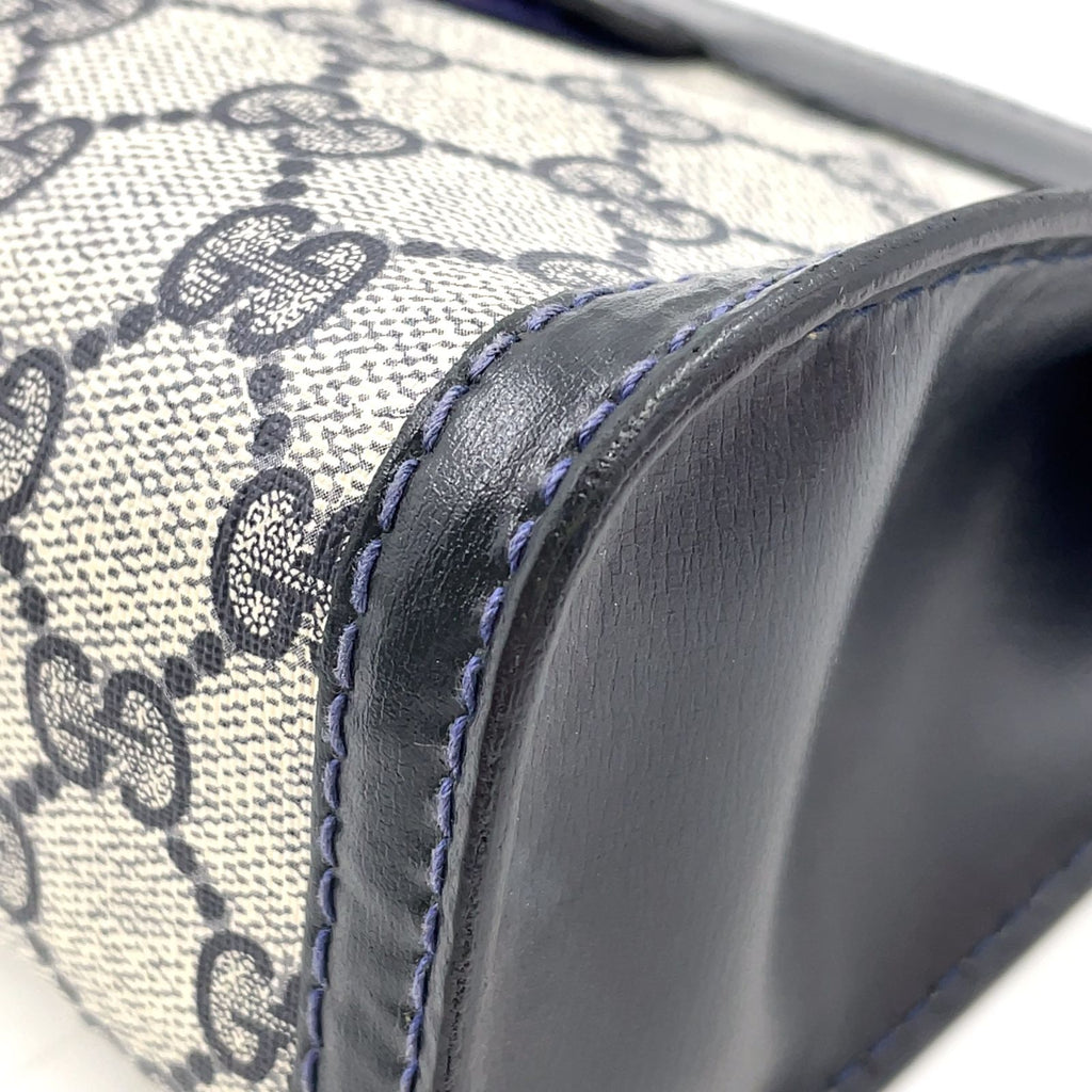 Gucci Sherry Line GG Supreme Vintage Leather Navy Light Gray Clutch — view 6