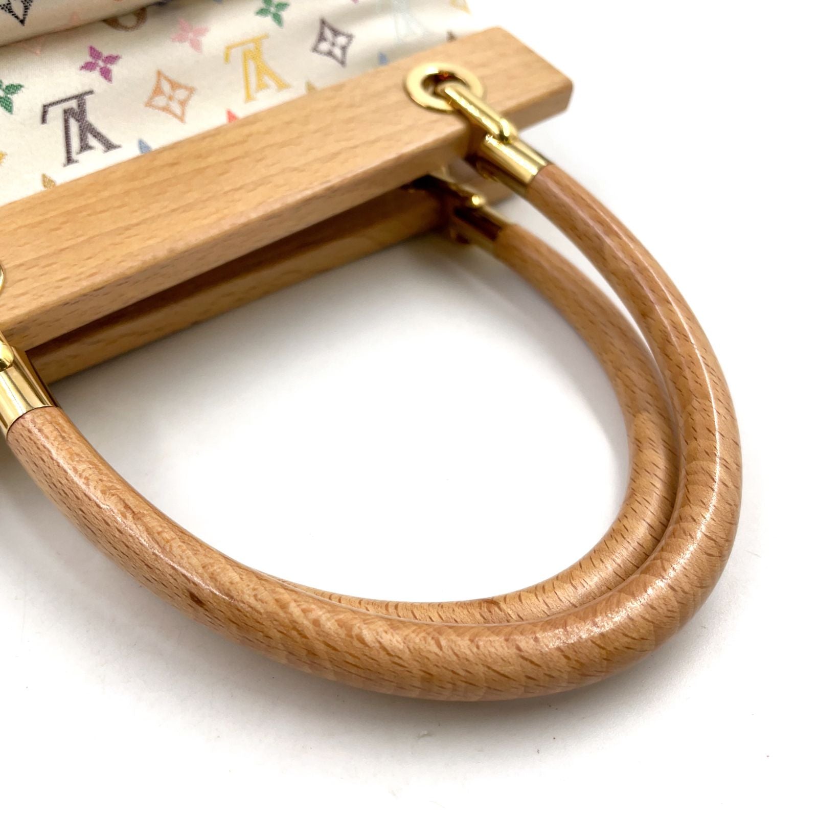 Louis Vuitton Satin Abelia Monogram Multicolor Leather Wood White Light Brown — view 5