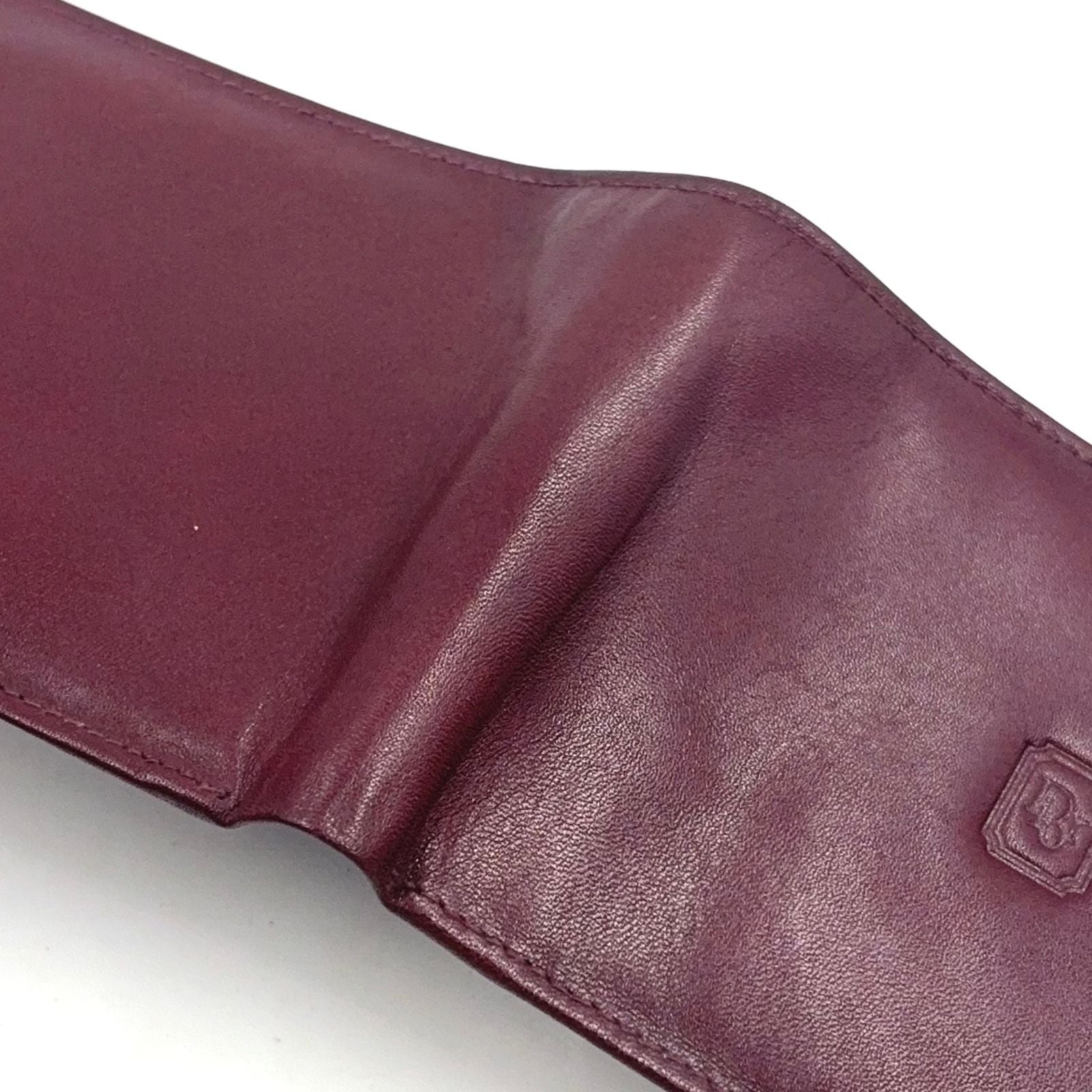 Dior Vintage Leather Bordeaux Bifold Wallet Gold — view 5