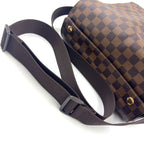 Louis Vuitton Naviglio Damier Ebene Leather Brown Shoulder Bag Gold — view 7
