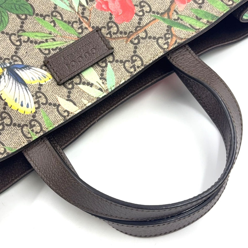 Gucci GG Supreme Tian Leather Brown Beige Tote Silver — view 9