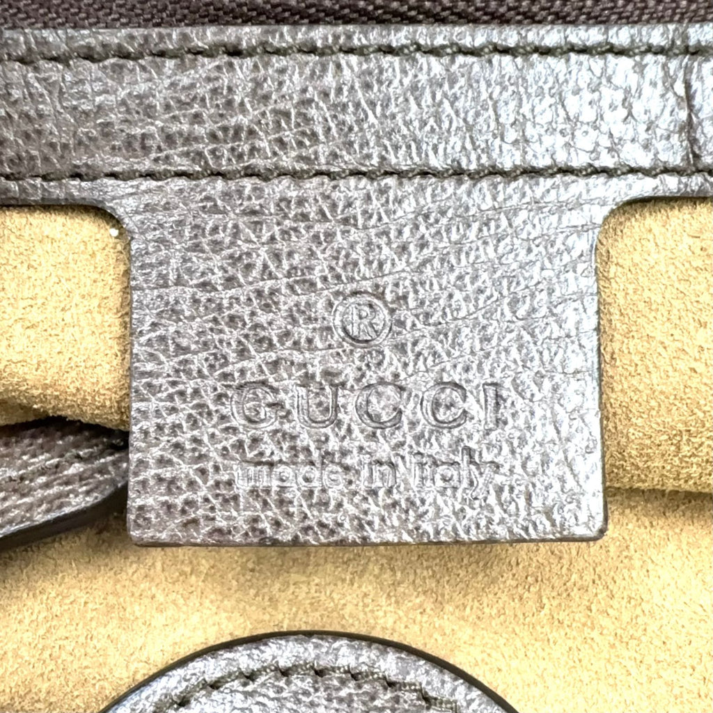 Gucci GG Supreme Tian Leather Brown Beige Tote Silver — view 4
