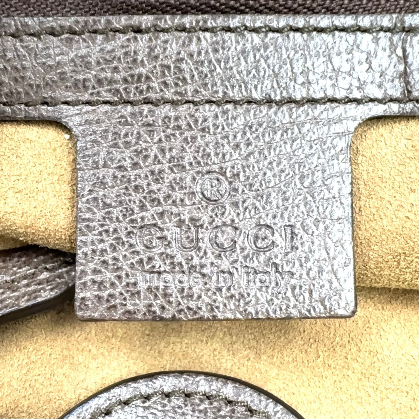 Gucci GG Supreme Tian Leather Brown Beige Tote Silver — view 4