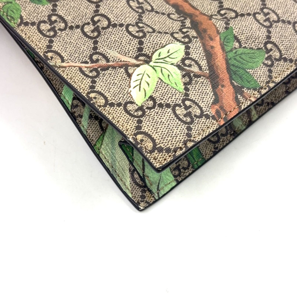 Gucci GG Supreme Tian Leather Brown Beige Tote Silver — view 7