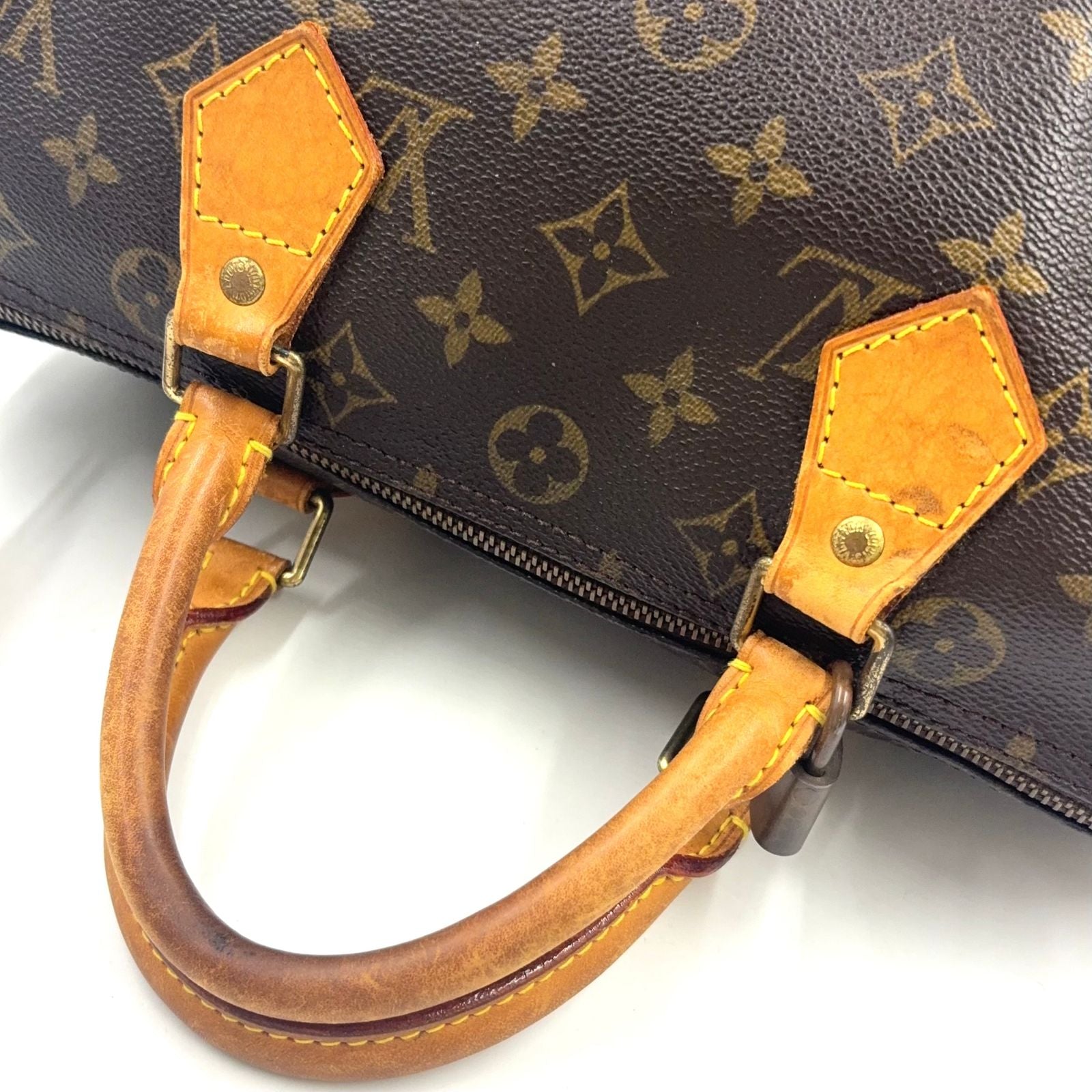 Louis Vuitton Speedy 30 Monogram Leather Brown Light Handbag Gold — view 8