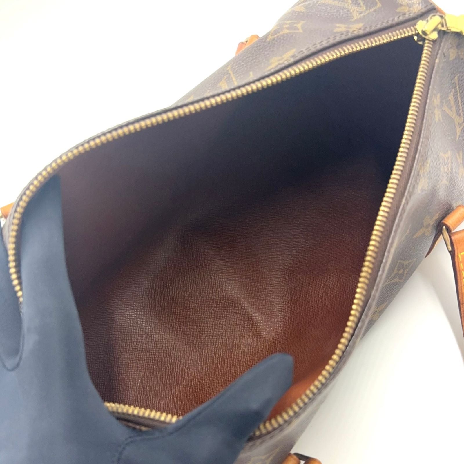 Louis Vuitton Papillon 30 Monogram Pouch Leather Brown Light Handbag Gold — view 3