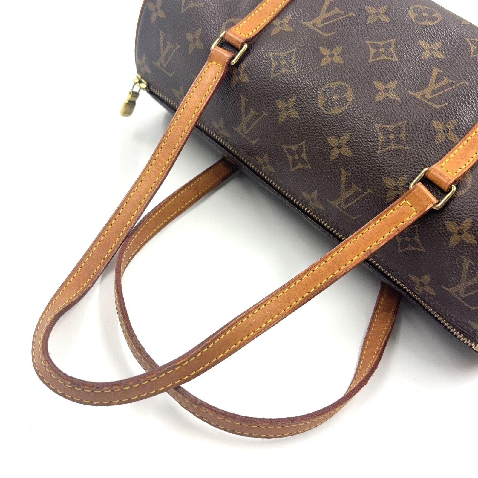 Louis Vuitton Papillon 30 Monogram Pouch Leather Brown Light Handbag Gold — view 8