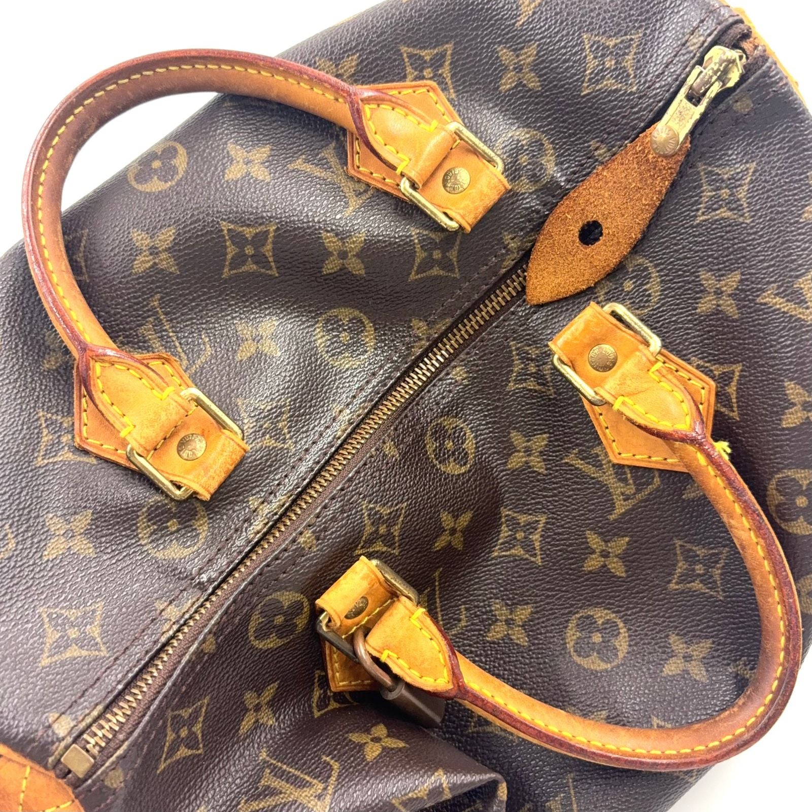 Louis Vuitton Speedy 30 Monogram Leather Brown Light Handbag Gold — view 7