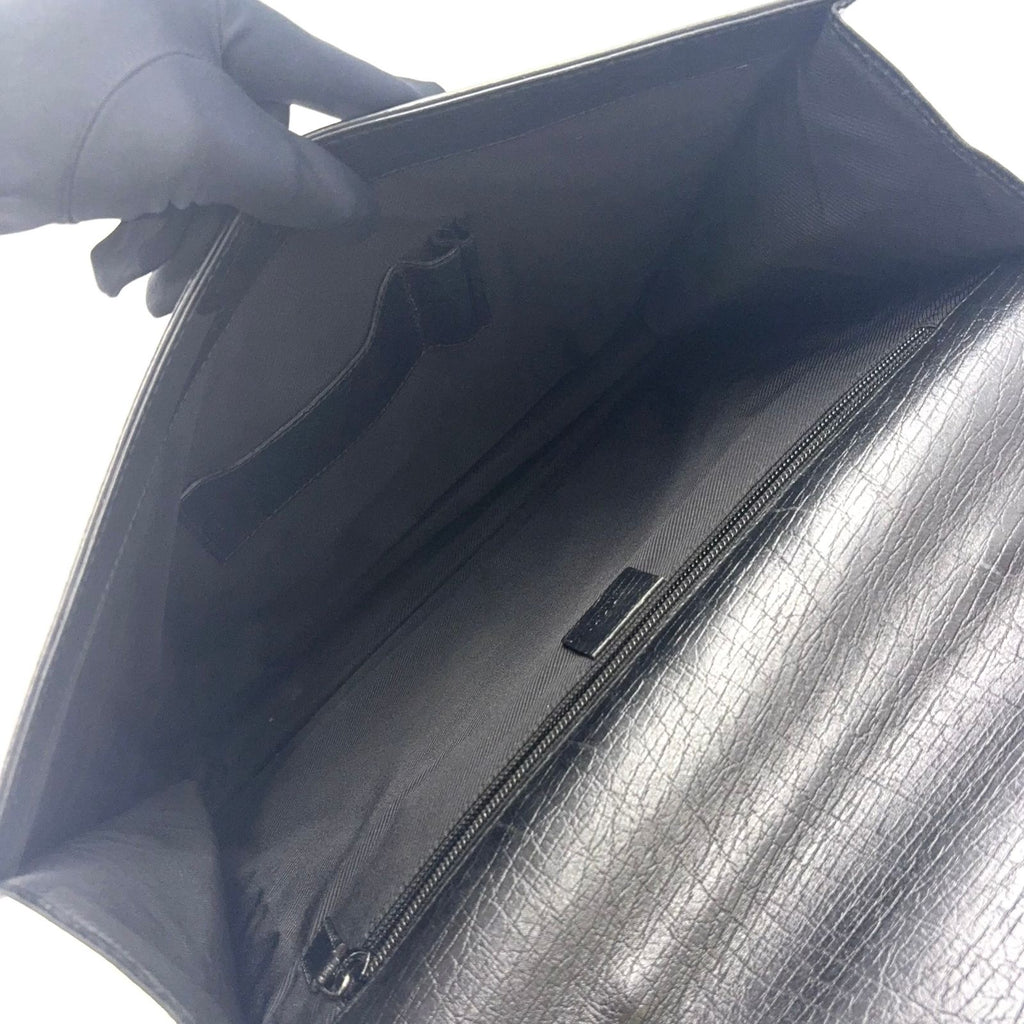 Gucci Guccissima Leather Black Business Bag Silver — view 3