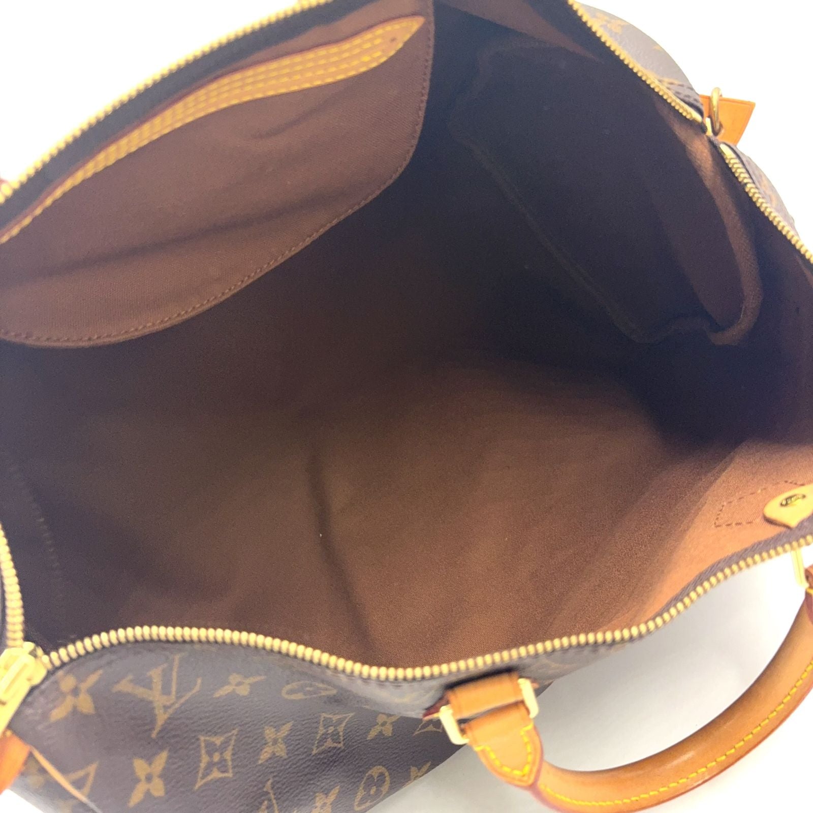 Louis Vuitton Speedy 40 Monogram Leather Brown Light Handbag Gold — view 3