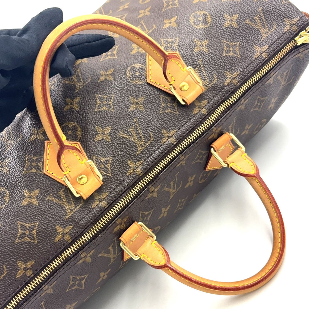 Louis Vuitton Speedy 40 Monogram Leather Brown Light Handbag Gold — view 7