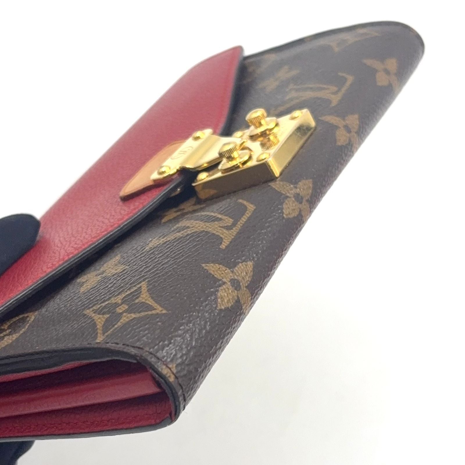 Louis Vuitton Portefeuille Pallas Monogram Initials Leather Brown Red Bifold — view 5