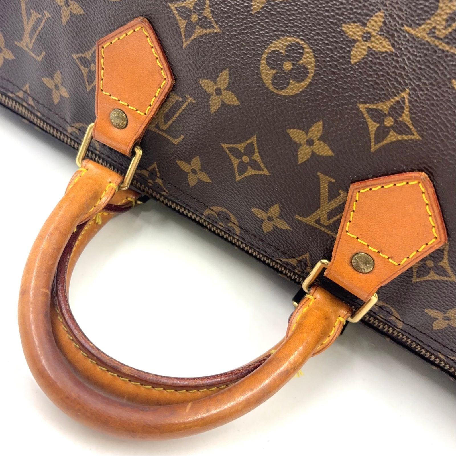 Louis Vuitton Speedy 35 Monogram Leather Brown Light Handbag Gold — view 8