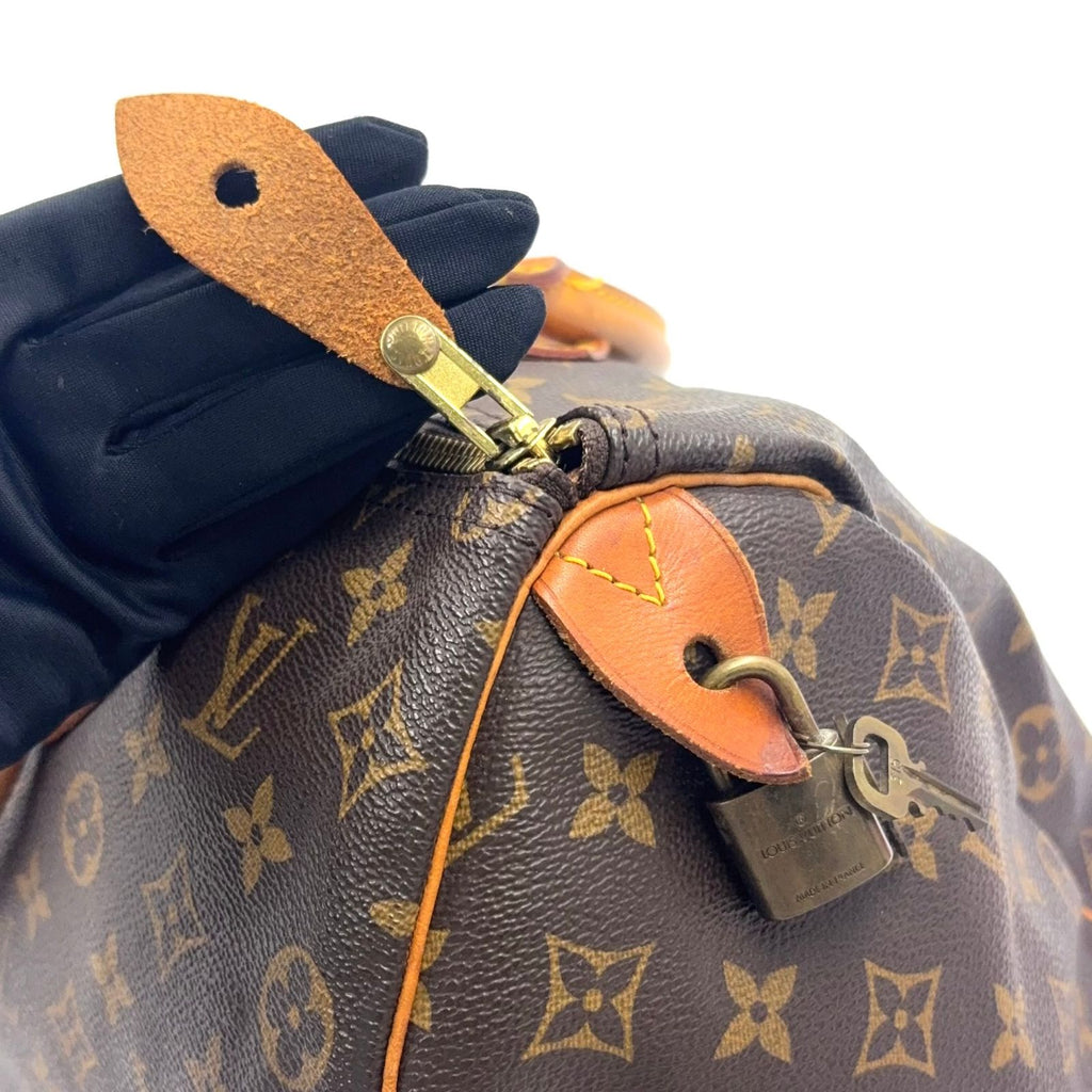 Louis Vuitton Speedy 35 Monogram Leather Brown Light Handbag Gold — view 5