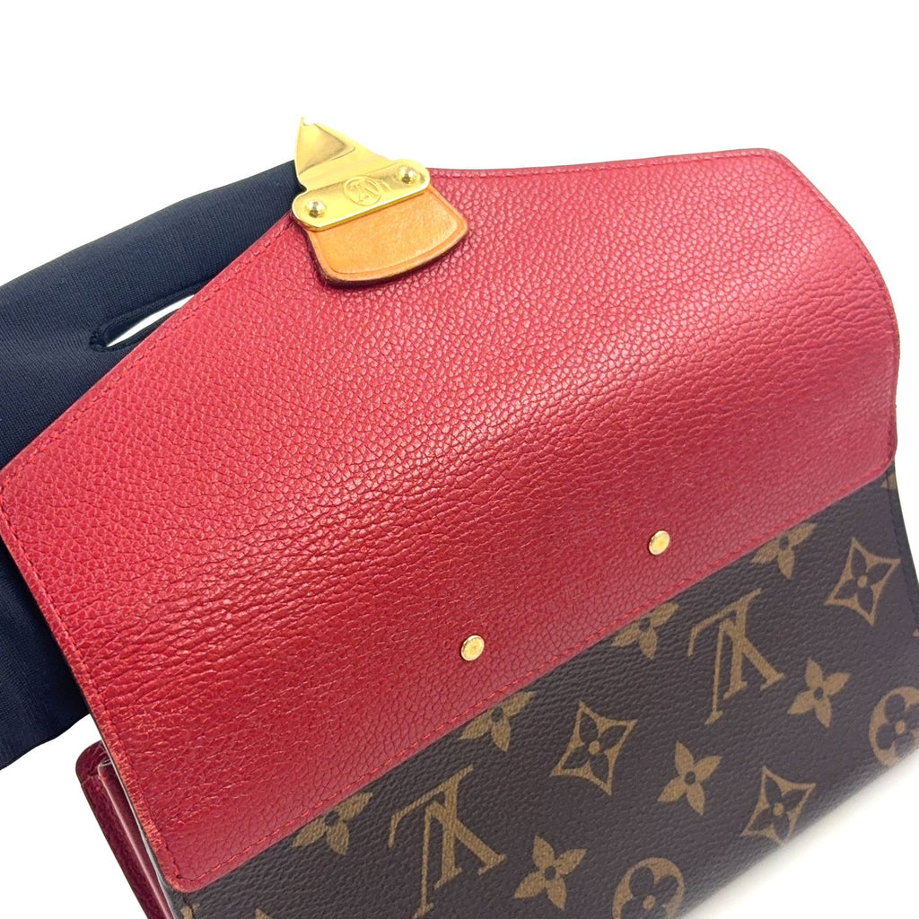 Louis Vuitton Portefeuille Pallas Monogram Initials Leather Brown Red Bifold — view 8