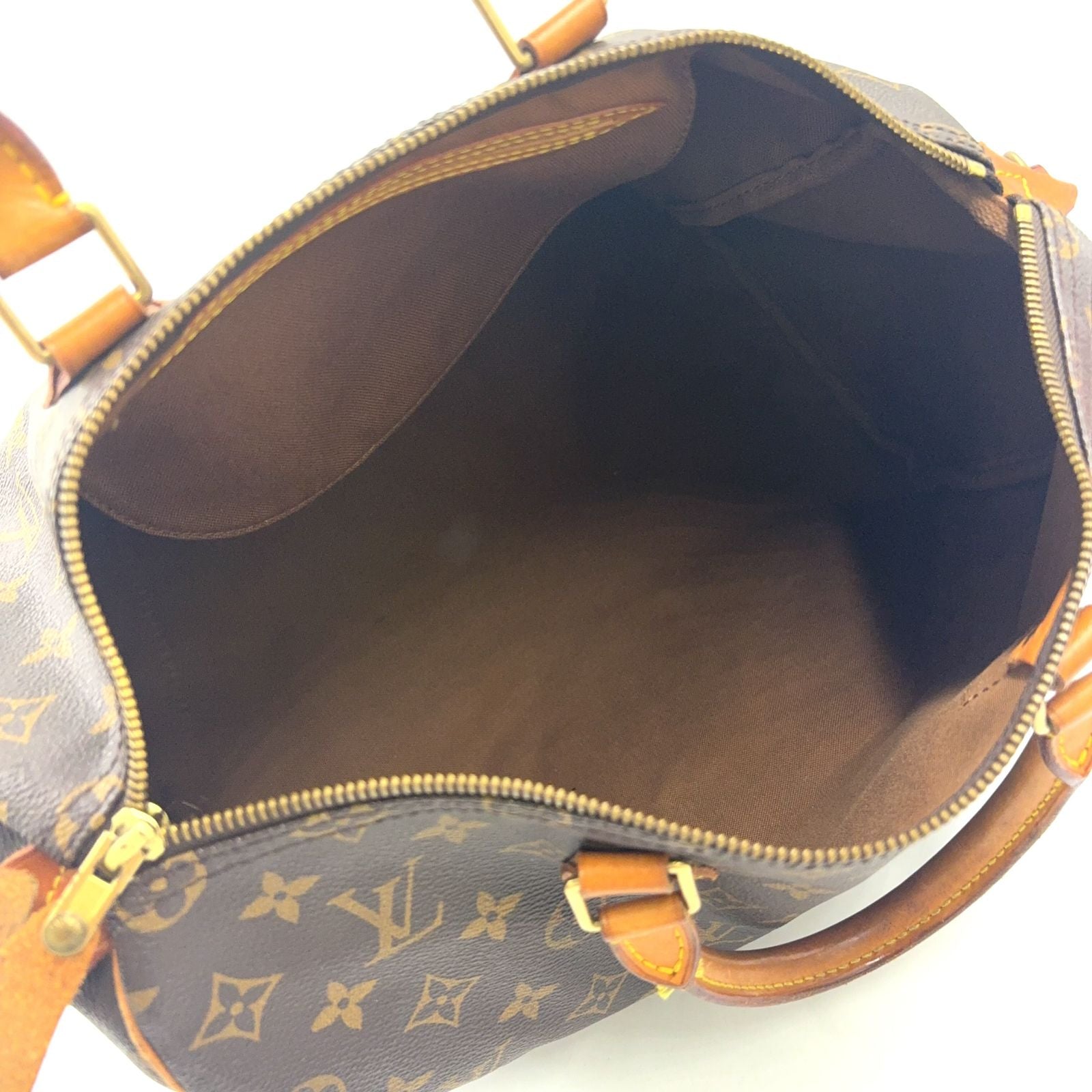 Louis Vuitton Speedy 35 Monogram Leather Brown Light Handbag Gold — view 3