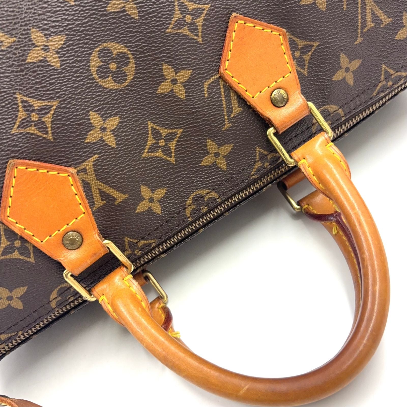 Louis Vuitton Speedy 35 Monogram Leather Brown Light Handbag Gold — view 9