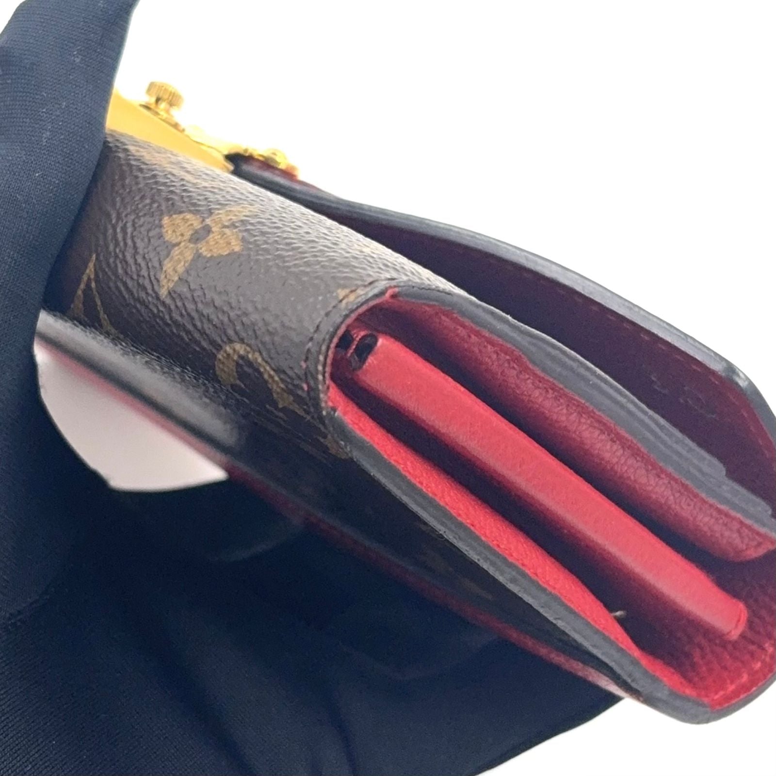 Louis Vuitton Portefeuille Pallas Monogram Initials Leather Brown Red Bifold — view 6