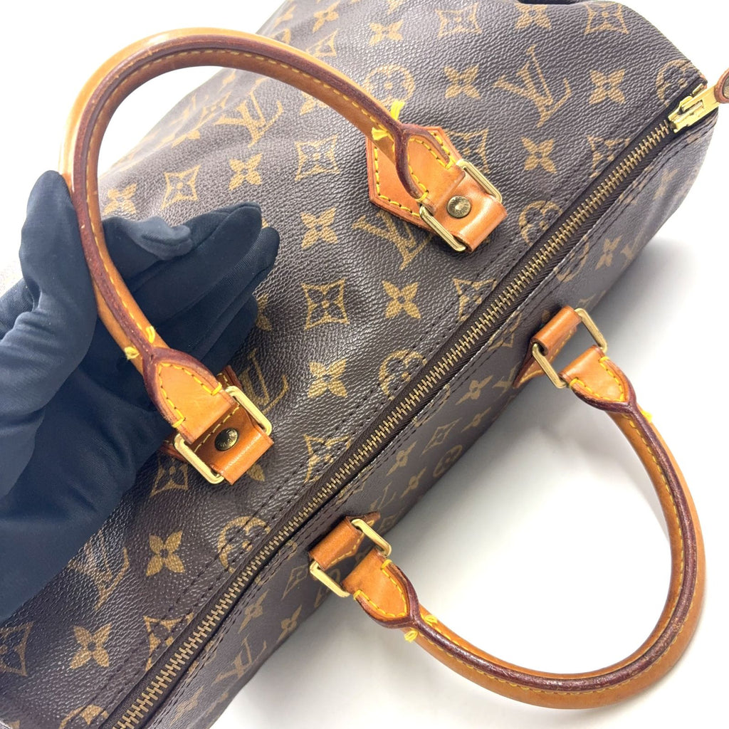 Louis Vuitton Speedy 35 Monogram Leather Brown Light Handbag Gold — view 7