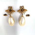 Gucci Bi Interlocking Pearl Metal Faux Color Stone Off White Clear Gold Earrings — view 5