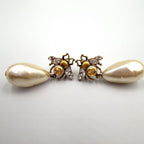 Gucci Bi Interlocking Pearl Metal Faux Color Stone Off White Clear Gold Earrings — view 6
