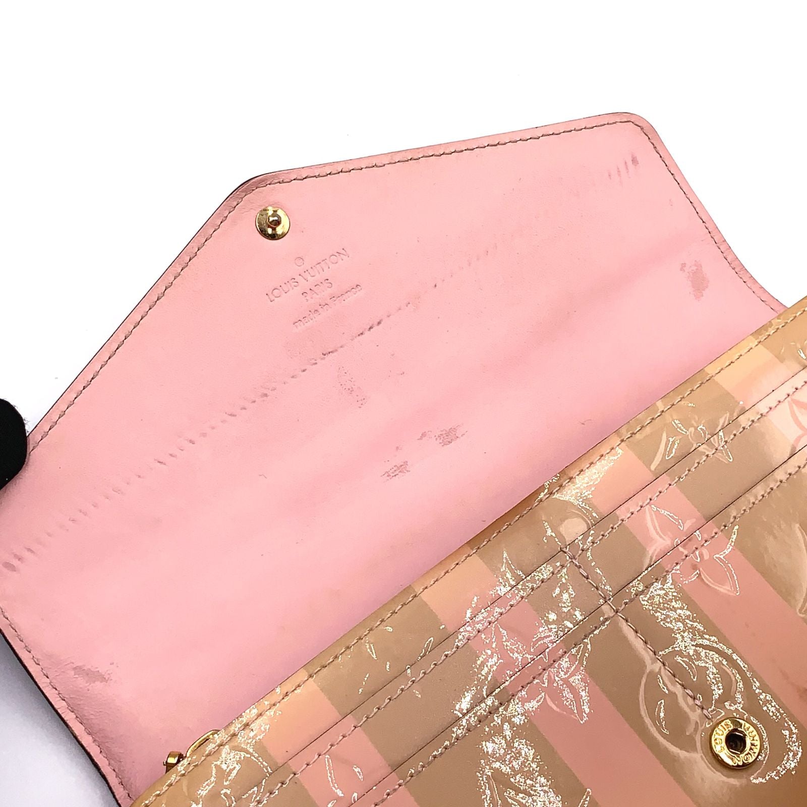 Louis Vuitton Portefeuille Sarah Monogram Vernis Leather Enamel Pink Beige — view 5