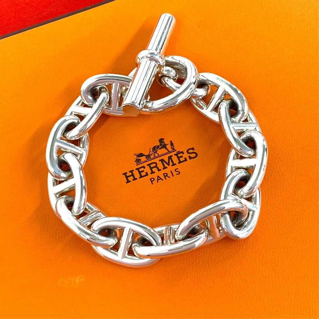 Hermes Vintage Chaine D'ancre TGM 12 Links Bracelet 925 Sterling Silver