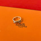 Hermes Ceinture Ring 925 Sterling Silver Gold