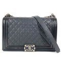 Chanel Shoulder Bag Boy Large 28 Caviar Leather Black