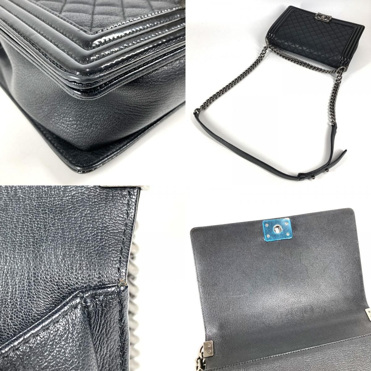 Chanel Shoulder Bag Boy Large 28 Caviar Leather Black — view 7