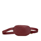 Bottega Veneta Intrecciato Waist Bag Wine Red Gold Leather
