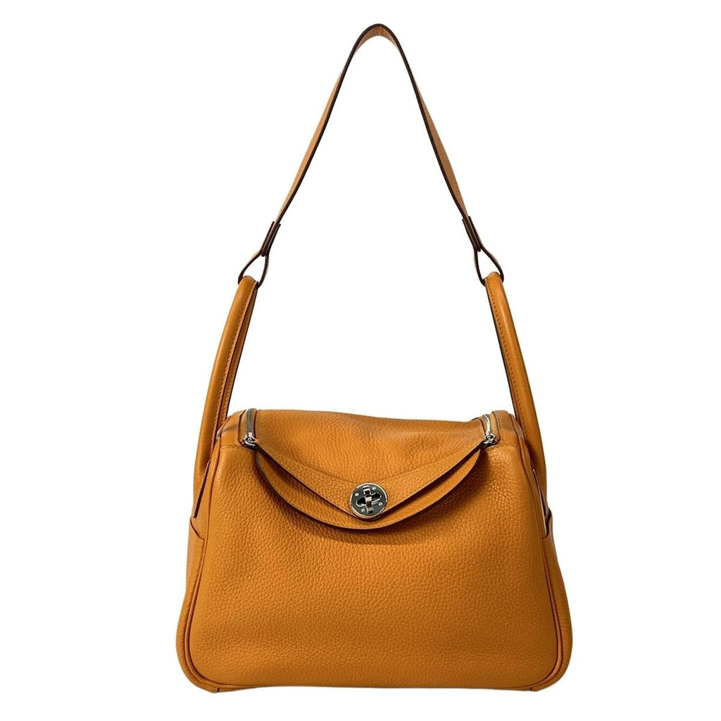 Hermes Shoulder Bag Lindy 26 Apricot Silver