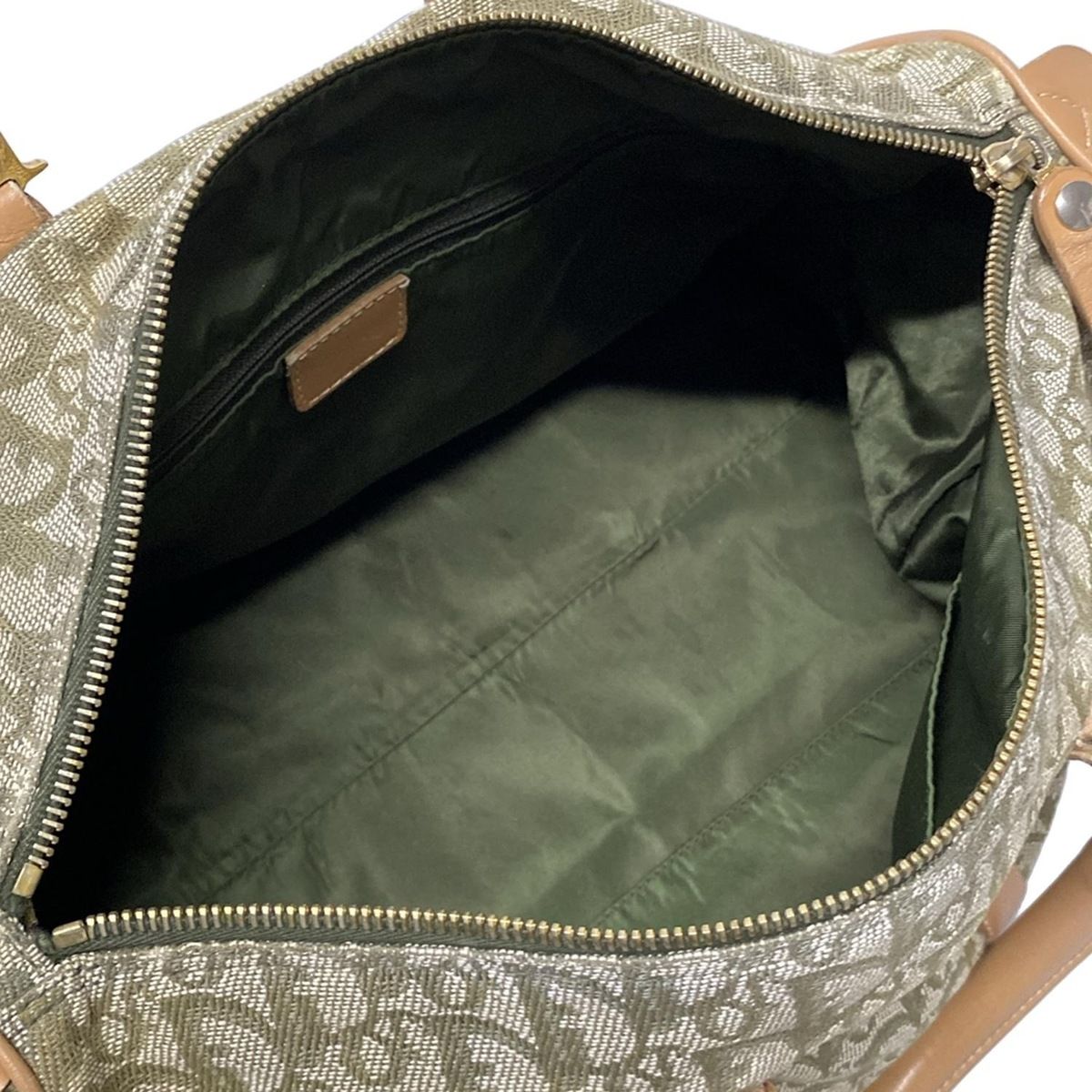 Dior Handbag Trotter Light Green Ivory Beige Mini Boston Leather — view 7