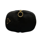 Prada Pouch Light Blue Black Drawstring Foldable Leather — view 9