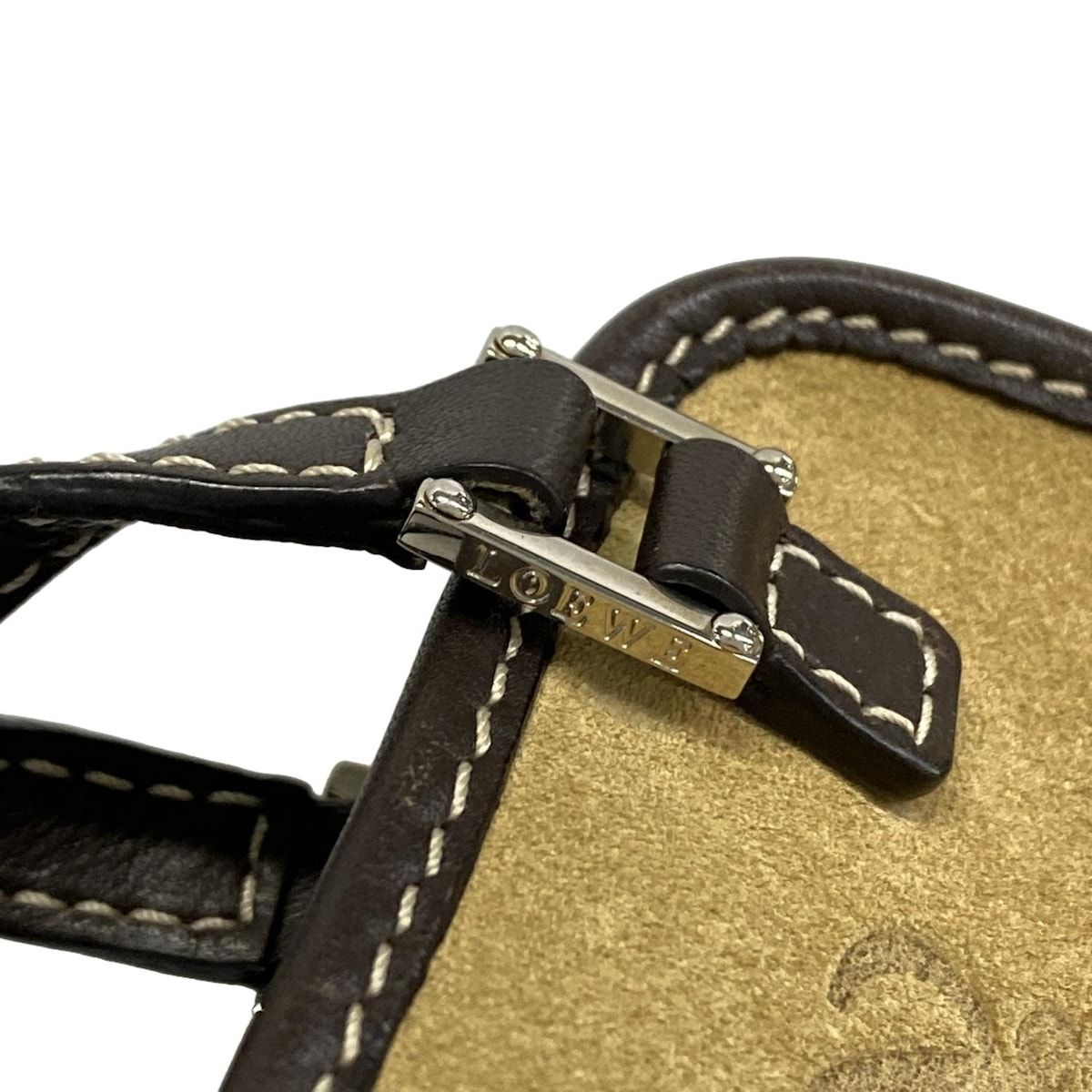Loewe Amazona Nano Beige Dark Brown Mini Bag with Key Ring Leather — view 9