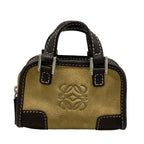 Loewe Amazona Nano Beige Dark Brown Mini Bag with Key Ring Leather